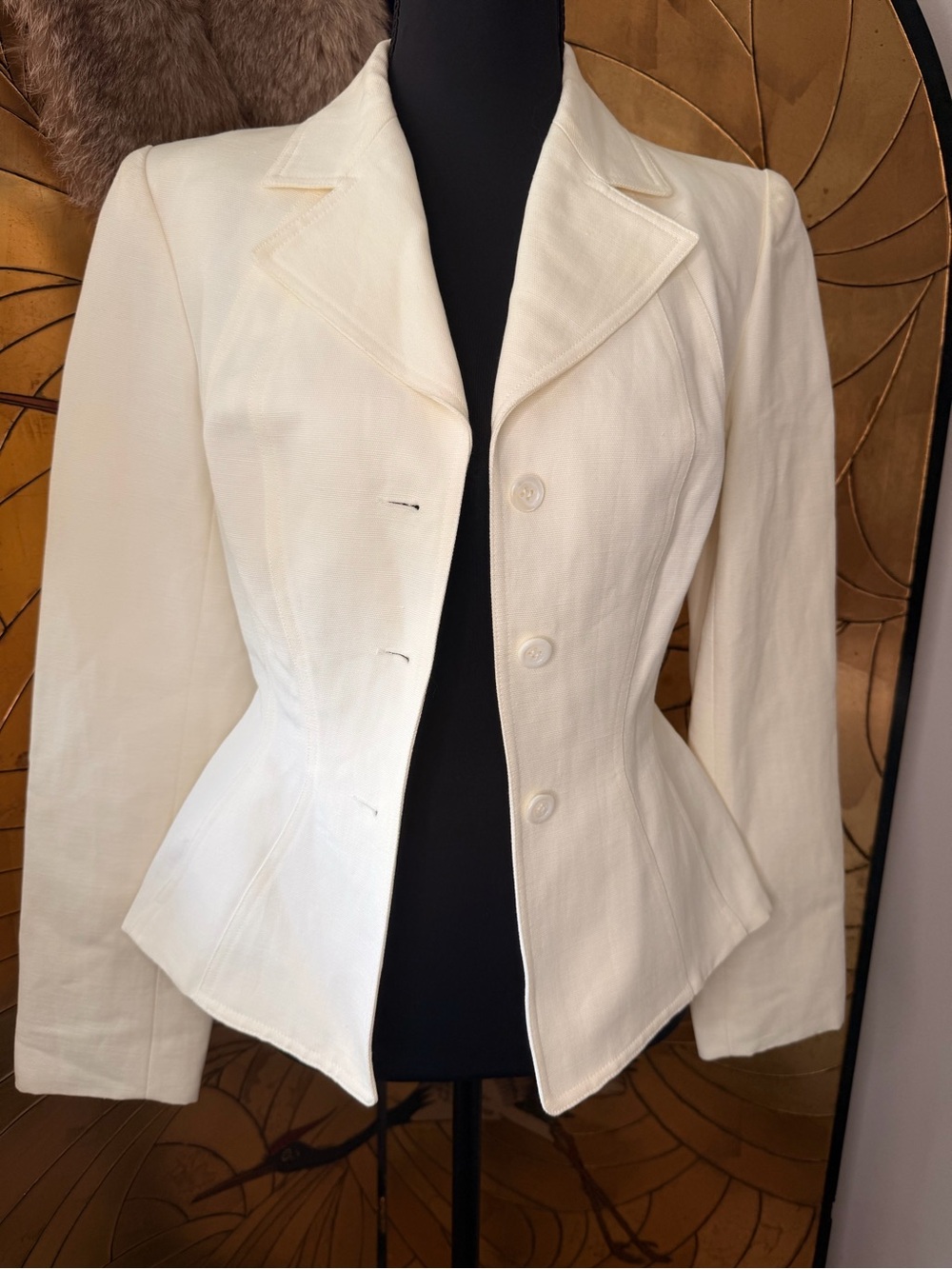 NWT Herve Leger Women’s white Tailored Peplum blazer suit jacket